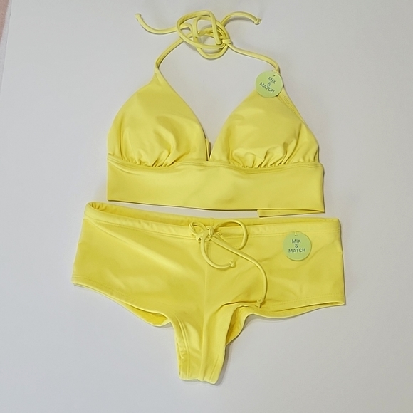 NWT, Forever 21 Mix & Match two piece bikini set in yellow women's size Small - Picture 10 of 10